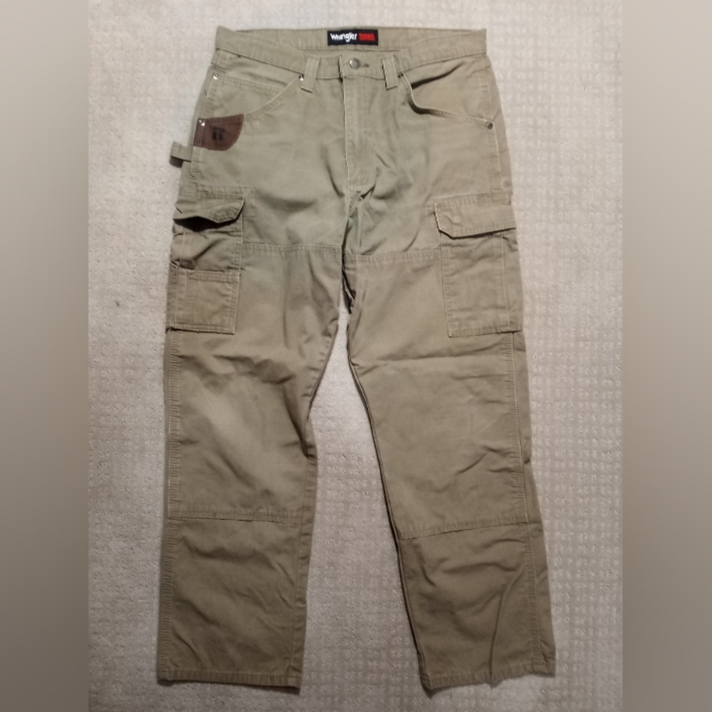 Wrangler Riggs Double Knee Canvas Cargo Work Jeans Mens Size 35×30 No Size Tag